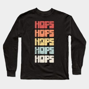 Vintage 70s HOPS Craft Beer Text Long Sleeve T-Shirt